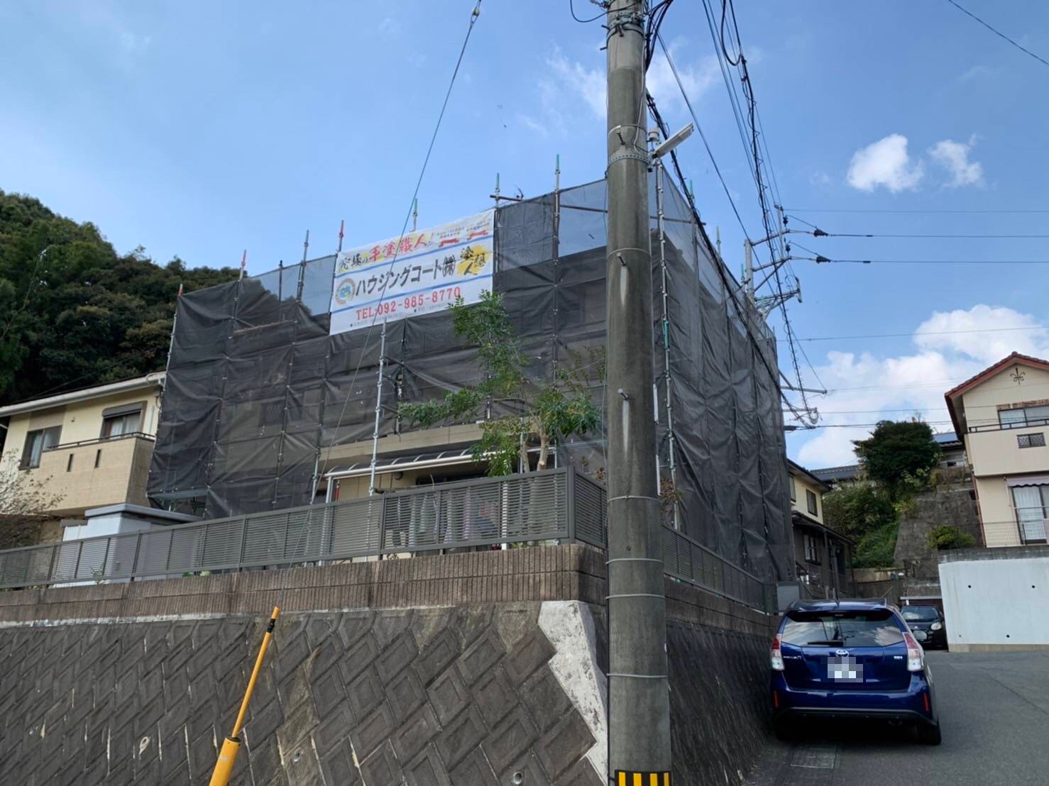 筑紫野市阿志岐・H様邸　外壁塗装工事　11/3着工です。